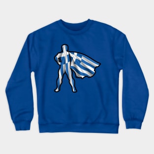 Greek Hero Wearing Cape of Greece Flag Hope and Peace Crewneck Sweatshirt